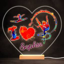 Love Gymnastic Splash Art Colourful Heart Personalised Gift Led Lamp Night Light - Bedroom
