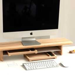 Wood Monitor Stand, Solid Walnut Desk Shelf - Dual Screen Ergonomic Riser Custom Width - thumbnail 3