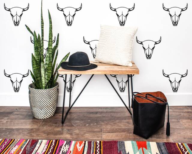 Cow Skull Decal - Tribal Wall Decals, Stickers, Decor, Modern Removable Sticker - image 1