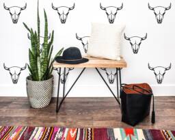Cow Skull Decal - Tribal Wall Decals, Stickers, Decor, Modern Removable Sticker - thumbnail 1