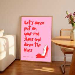 Let's Dance Lyrics Print David Bowie Song, Red Shoes Wall Art - thumbnail 1
