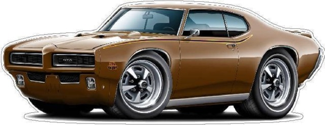 1969 Pontiac Gto Judge Wall Decal Classic Car Photo, Man Cave Decor - image 1