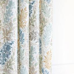 Floral Linen Blend Curtain Panel Aqua, Sage, Marigold Print - thumbnail 1