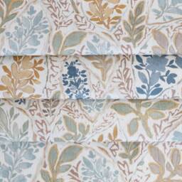 Floral Linen Blend Curtain Panel Aqua, Sage, Marigold Print - thumbnail 3