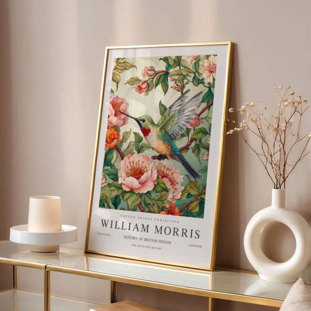 William Morris Print, Art, Exhibition Poster, Birds Morris, Green, Hummingbird Wall Art - image 1