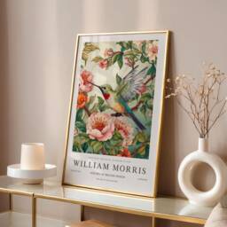 William Morris Print, Art, Exhibition Poster, Birds Morris, Green, Hummingbird Wall Art - thumbnail 1