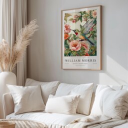 William Morris Print, Art, Exhibition Poster, Birds Morris, Green, Hummingbird Wall Art - thumbnail 2