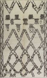 Handmade Beni Ourain Rug Beige Berber Wool, Moroccan Design - thumbnail 1