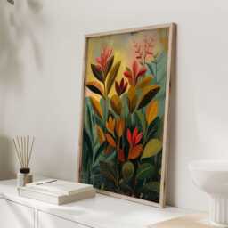 Tropical Jungle Wall Art Print - Bold Botanical Poster With Colourful Leaves Henri Rousseau Inspired Vintage Style Home Decor - thumbnail 2