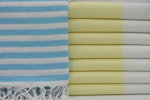 Turkish Towel, Beach Towel, Turkish Peshtemal, Turquoise & Yellow Towel, Bohemian Towel, Pool Towel, Spa Towel, 38 - image 1