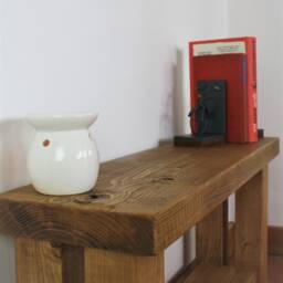 Rustic Hallway Bench - Hall Indoor Entryway With Shelf Shoe Oak Wax Reclaimed Style - thumbnail 4