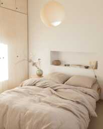 Natural Linen Duvet Cover Set - 3 Piece Queen King Bedding 100% European Flax, Stonewashed Oatmeal Linen, Soft Breathable Earth Tone - thumbnail 1