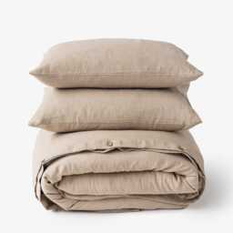 Natural Linen Duvet Cover Set - 3 Piece Queen King Bedding 100% European Flax, Stonewashed Oatmeal Linen, Soft Breathable Earth Tone - thumbnail 3