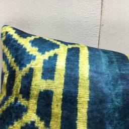 Handwoven Silk Ikat Lumbar Pillow Cover, 10x24, Modern Accent - thumbnail 3