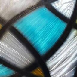 Modern Abstract Metal Wall Art, Teal Yellow Silver, Indoor Outdoor - thumbnail 2