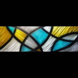 Modern Abstract Metal Wall Art, Teal Yellow Silver, Indoor Outdoor