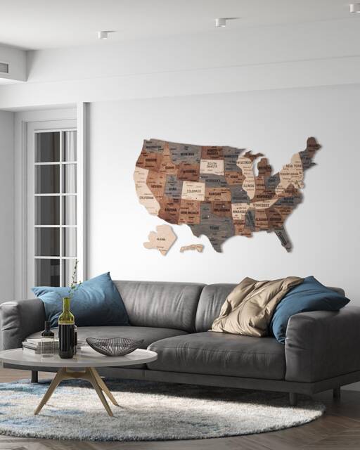 Usa Push Pin Travel Map - Wooden For Marking & 5Th Anniversary Gift, Wall Art Couple's Memories Apartment Decor - image 1