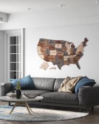 Usa Push Pin Travel Map - Wooden For Marking & 5Th Anniversary Gift, Wall Art Couple's Memories Apartment Decor - thumbnail 1