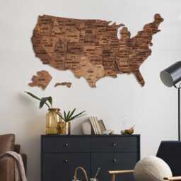 Usa Push Pin Travel Map - Wooden For Marking & 5Th Anniversary Gift, Wall Art Couple's Memories Apartment Decor - thumbnail 2