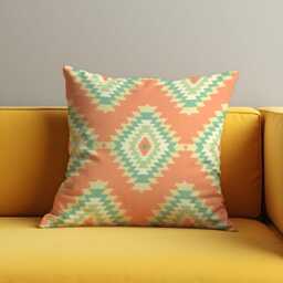Southwestern Aztec Cushion Cover, Peach & Mint Tribal Throw Pillow Boho Geometric Sofa Decor, Rustic Western Home Accent - thumbnail 3