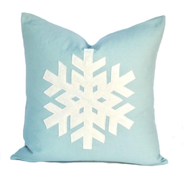 One Blue Snowflake Christmas Pillow Covers, 18x18, Holiday Pillow, Decorative Cushion, Decoration - image 1