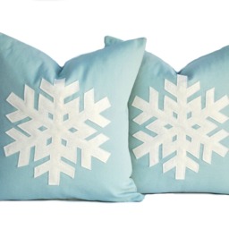 One Blue Snowflake Christmas Pillow Covers, 18x18, Holiday Pillow, Decorative Cushion, Decoration - thumbnail 2
