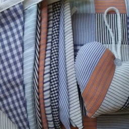 Patchwork Cushion - Shirt Memory Blue, Black & Terracotta Checks Stripes Nautical Cover - thumbnail 4
