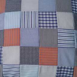Patchwork Cushion - Shirt Memory Blue, Black & Terracotta Checks Stripes Nautical Cover - thumbnail 3