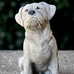 Concrete Bulldog Statue Outdoor Dog Garden Decor Cement Sculpture Stone Pet Memorial Figurine Wrinkled Yard Ornament Lover Gift - thumbnail 2