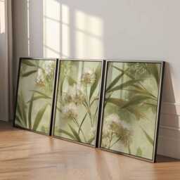 Sage Green Botanical Wall Art Set Of 3, Minimal Floral Prints, Modern Nature Posters For Bedroom, Living Room Or Scandinavian Home Decor - thumbnail 2