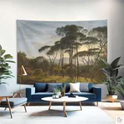 Italian Landscape With Umbrella Pines Wall Tapestry, Dutch Painting Cotton Tapestries. Lan004Eu - thumbnail 2