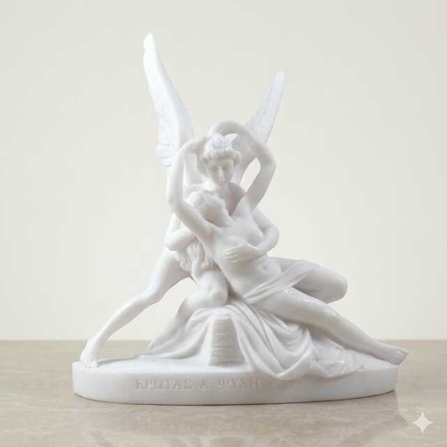 Cupid & Psyche, Love Soul Statue White Greek Mythology 8, 3 Inch - image 1