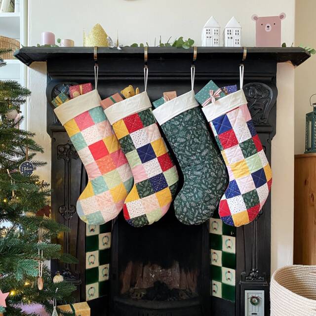 Handmade Luxury Quilted Christmas Stocking - Pastel Or Traditional Cotton Stocking, Personalised - image 1