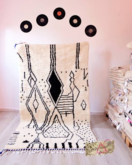 Beni Ourain Rug, Authentic Moroccan Berber Carpet, Genuine Wool Handmade Style, Area Tapis Berbere, Teppich - image 1