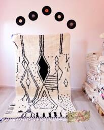 Beni Ourain Rug, Authentic Moroccan Berber Carpet, Genuine Wool Handmade Style, Area Tapis Berbere, Teppich - thumbnail 1