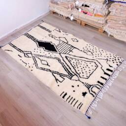 Beni Ourain Rug, Authentic Moroccan Berber Carpet, Genuine Wool Handmade Style, Area Tapis Berbere, Teppich - thumbnail 3