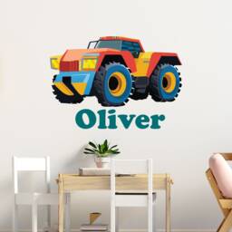Monster Truck Wall Stickers Personalised Name Kids Bedroom Baby Nursery Playroom Home Decor