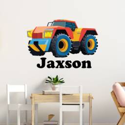 Monster Truck Wall Stickers Personalised Name Kids Bedroom Baby Nursery Playroom Home Decor - thumbnail 2