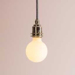 Brass/Nickel Pendant Light Fixture With Linen Cable & Oak Ceiling Rose - thumbnail 3