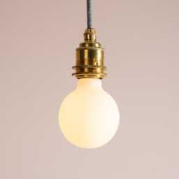 Brass/Nickel Pendant Light Fixture With Linen Cable & Oak Ceiling Rose - thumbnail 1