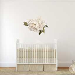 White Peony #4 Leaves Self Adhesive Wall Decal Individual Watercolor Peonies Baby Girl Room Nursery Decor - Customize Your Own Sticker Set - thumbnail 2