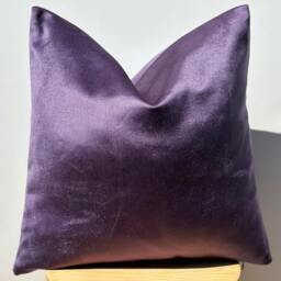 Purple Velvet Pillow Cover, Soft Cotton Fabric, Euro Sham, 20x20, Summer Decor - thumbnail 3