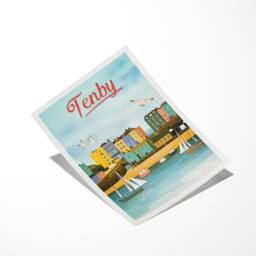 Tenby Travel Poster - Prints, Art, Wales Print Poster, Welsh Harbour, Pembrokeshire Prints By Printagonist - thumbnail 3