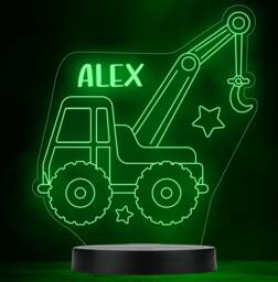Digger Vehicle Toy Tractor Personalised Gift Colour Change Led Lamp Night Light - thumbnail 1