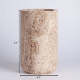 Handmade Noche Travertine Wine Bottle Holder Cylinder Vase - thumbnail 4