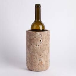 Handmade Noche Travertine Wine Bottle Holder Cylinder Vase - thumbnail 2