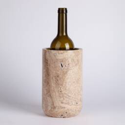 Handmade Noche Travertine Wine Bottle Holder Cylinder Vase - thumbnail 3