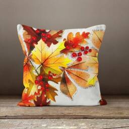 Pumpkins Cushion Cover/Halloween Autumn Case/Orange Dry Leaves Throw Pillow Cover/Autumn Halloween Top - thumbnail 2