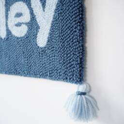 Custom Blue Nursery Wall Hanging Punch Needle Wool Art - thumbnail 2