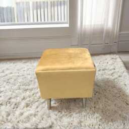 Plush Velvet Footstool Brass Legs, Versatile Ottoman - 46x46x46cm - thumbnail 2